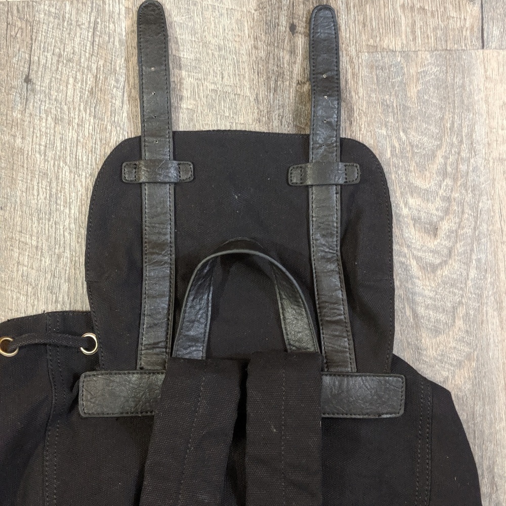 ASOS Black Unisex Canvas Ruck Sack Backpack - Picture 6 of 7